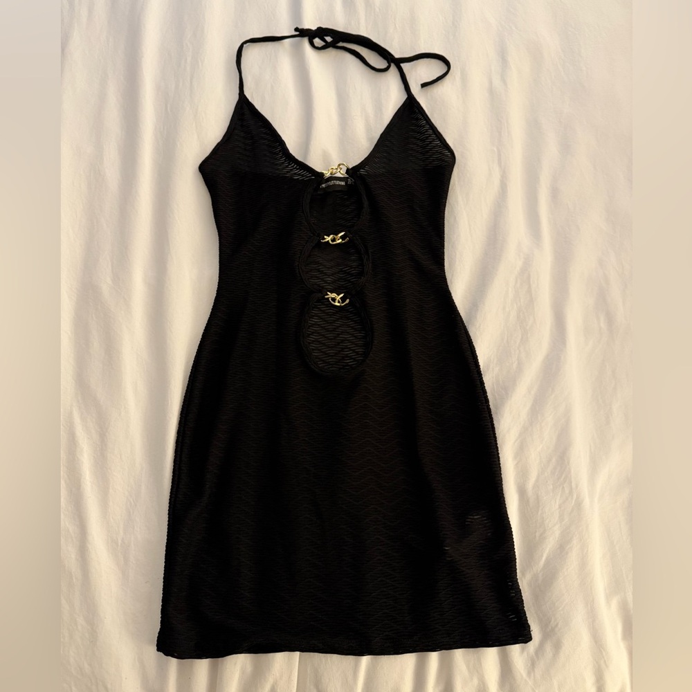 PrettyLittleThing Black Halter Dress